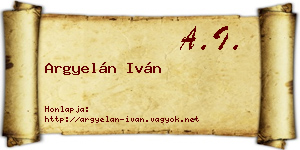 Argyelán Iván névjegykártya
