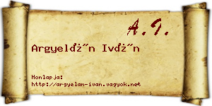Argyelán Iván névjegykártya